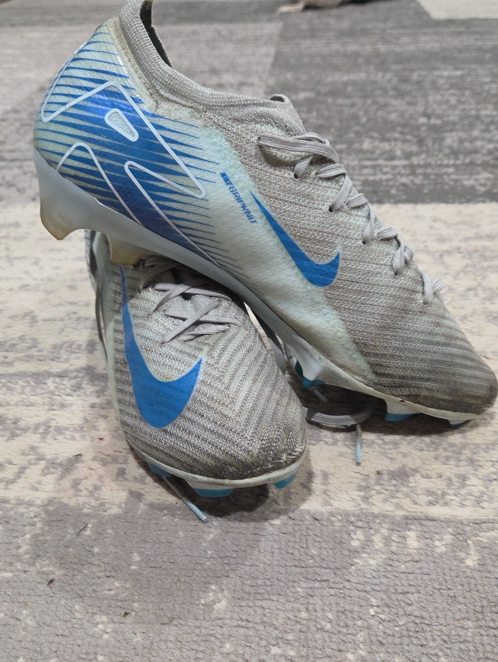 Nike Men’s Gray and Blue Soccer Cleats - Speed-Focused FG Boots